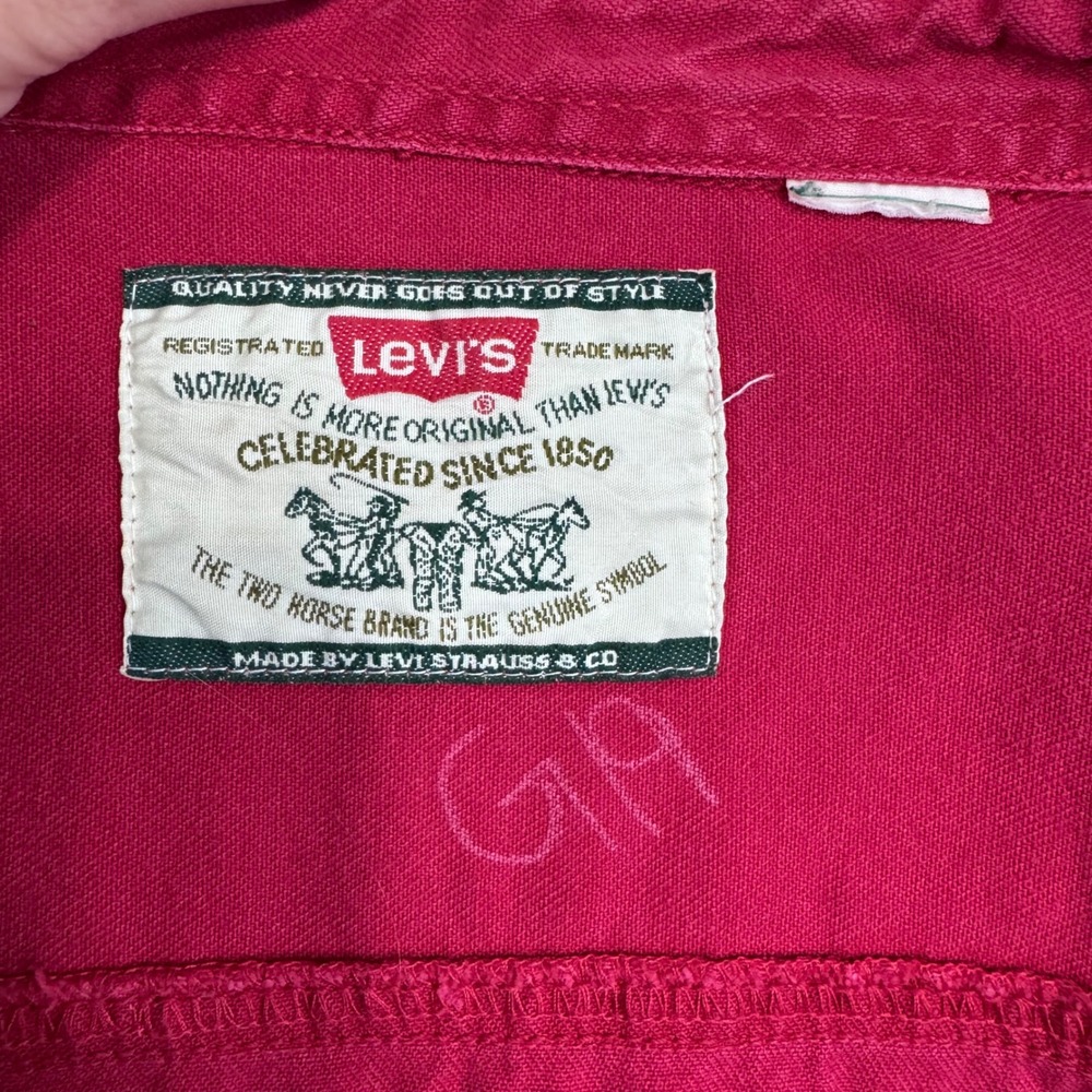 Vintage 90s Levis Mens Magenta Red Twill Button Down Shirt 60560-1385 Medium - Picture 6 of 9